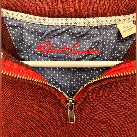 Robert Graham - Men’s Medium - Red Zip-up Sweater- 80% Cotton - Business Casual - Picture 4 of 11
